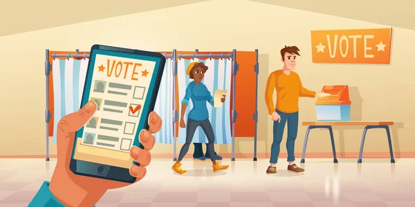 Место для голосования и мобильное приложение для голосования — стоковый вектор