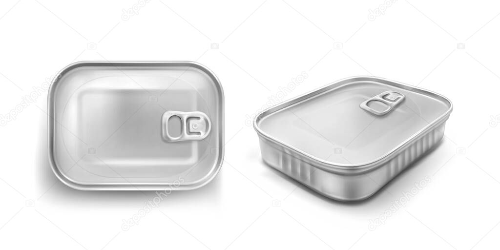Sardine tin can with pull ring mockup top view