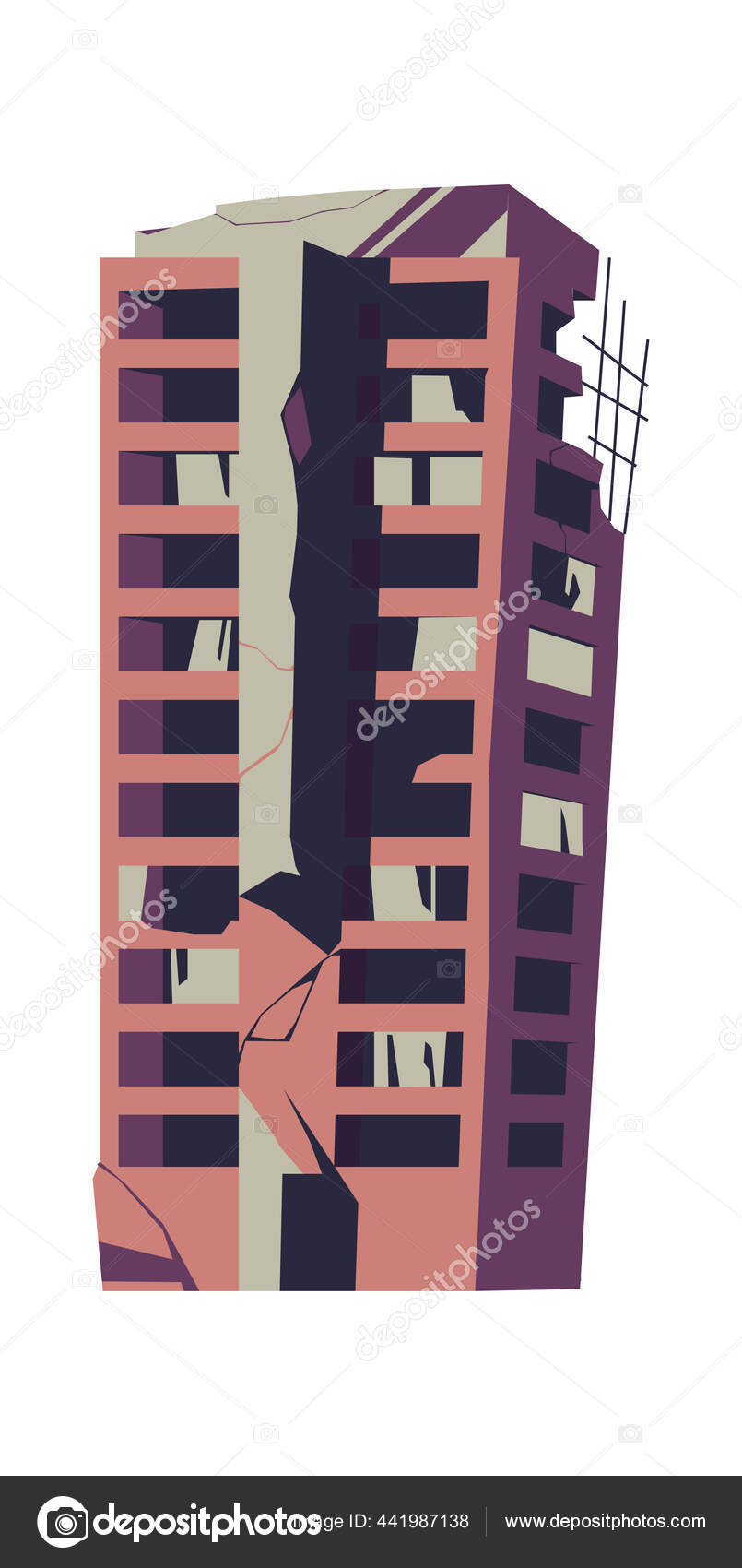 Destroyed building, damaged structure cartoon Stock Vector Image by  ©klyaksun #441987138