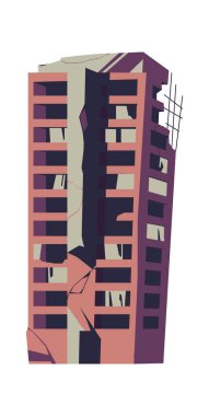 Yıkılmış bina, hasar görmüş yapı karikatürü