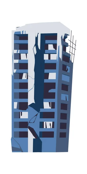 Edificio destruido, estructura dañada caricatura — Vector de stock