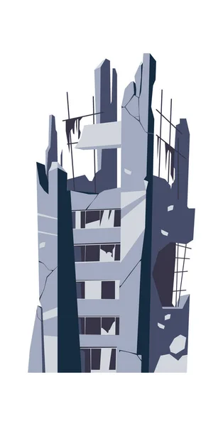 Edificio destruido, estructura dañada caricatura — Vector de stock