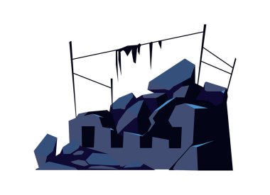 Yıkılmış bina, hasar görmüş yapı karikatürü