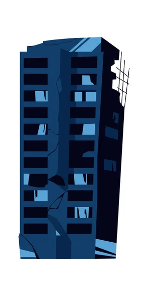 Edificio destruido, estructura dañada caricatura — Vector de stock