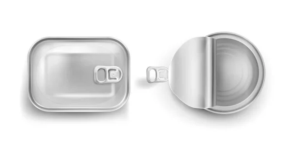 Latas de lata con anillo de tracción maqueta vista superior, conserva — Archivo Imágenes Vectoriales
