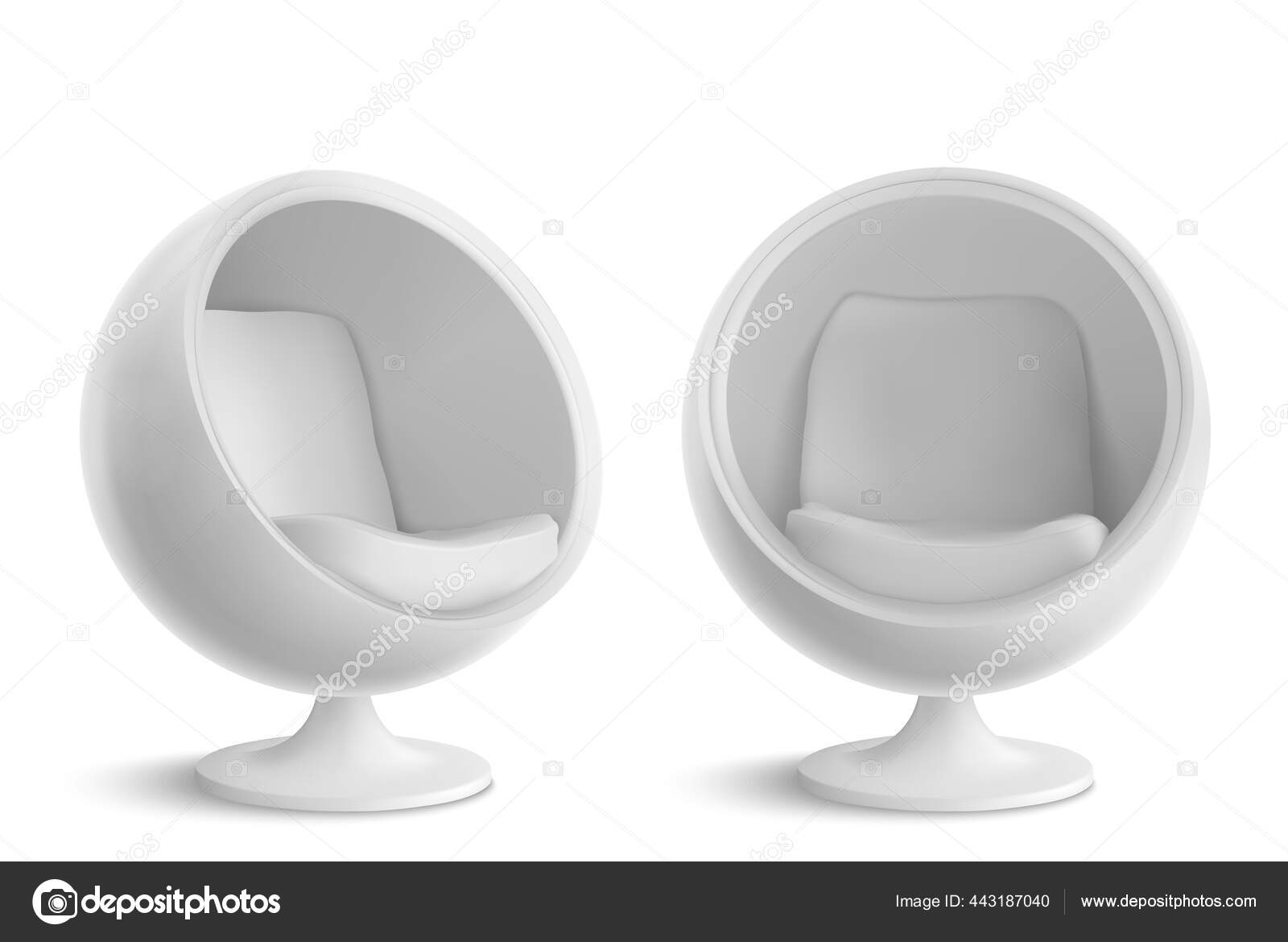 Image vectorielle Chaise boule blanche, fauteuil design oeuf par ...