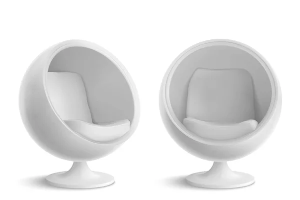 Cadeira de bola branca, poltrona de ovos designers —  Vetores de Stock