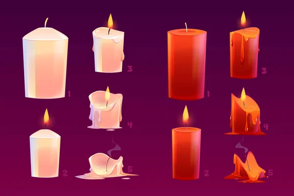 Velas de dibujos animados quema animación secuencia de movimiento — Vector de stock