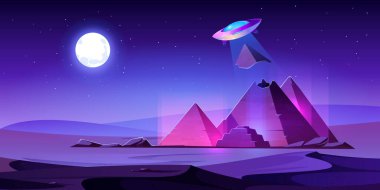 Ufo gece çölünde Mısır piramitlerini çaldı..