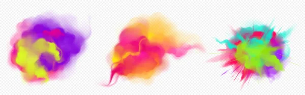 Flujo de humo de color y explosión de polvo de pintura — Vector de stock