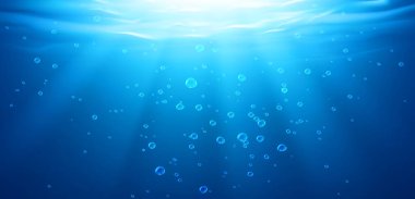 Underwater background, water surface, ocean or sea clipart