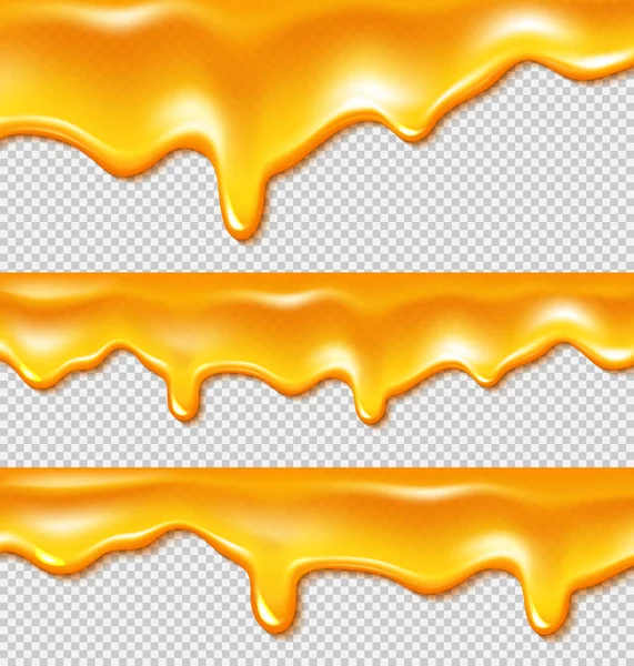 Ensemble vectoriel de bordures de miel liquide d'or égouttées — Image vectorielle