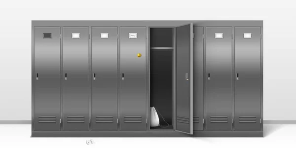 Steel lockers, vector school or gym changing room — Stock Vector