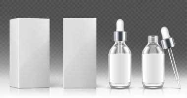 Kozmetik yağı veya serum için cam damlası şişesi.