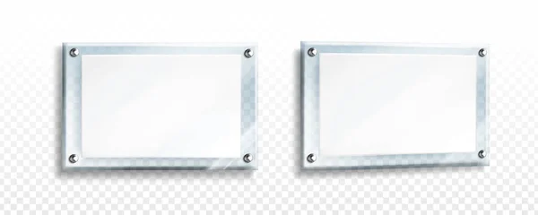 玻璃或透明丙烯酸框架中的白色海报 — 图库矢量图片