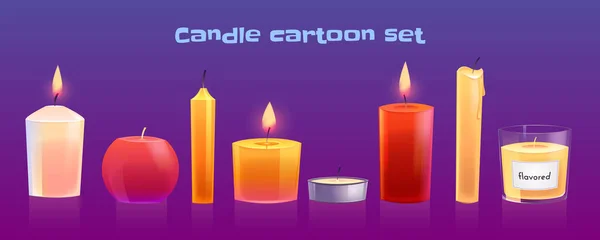 Conjunto de velas de desenhos animados diferentes formas isoladas — Vetor de Stock