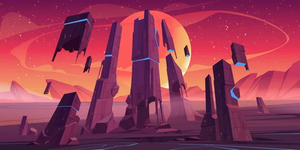 Paesaggio futuristico di pianeta alieno con rocce — Vettoriale Stock