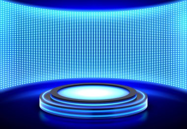 Neon podyum, LED video duvarı ekranında boş sahne