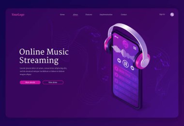 Çevrimiçi müzik yayın servisi izometrik iniş