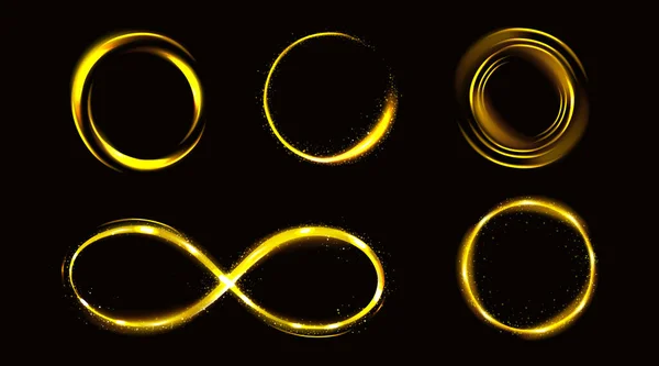 Glow gold infinity symbool of cirkels met glitters — Stockvector