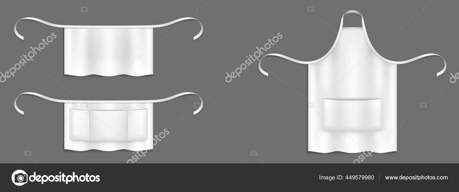 Chef aprons, white cook uniform 3d vector mockup Stock Vector by
