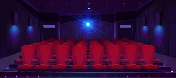 Movie theater hall with seat rows for audience — Stock Vector