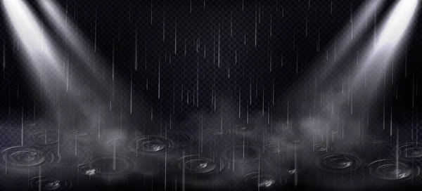 Eső, pocsolya hullámok vagy reflektorfény gerendák háttér — Stock Vector