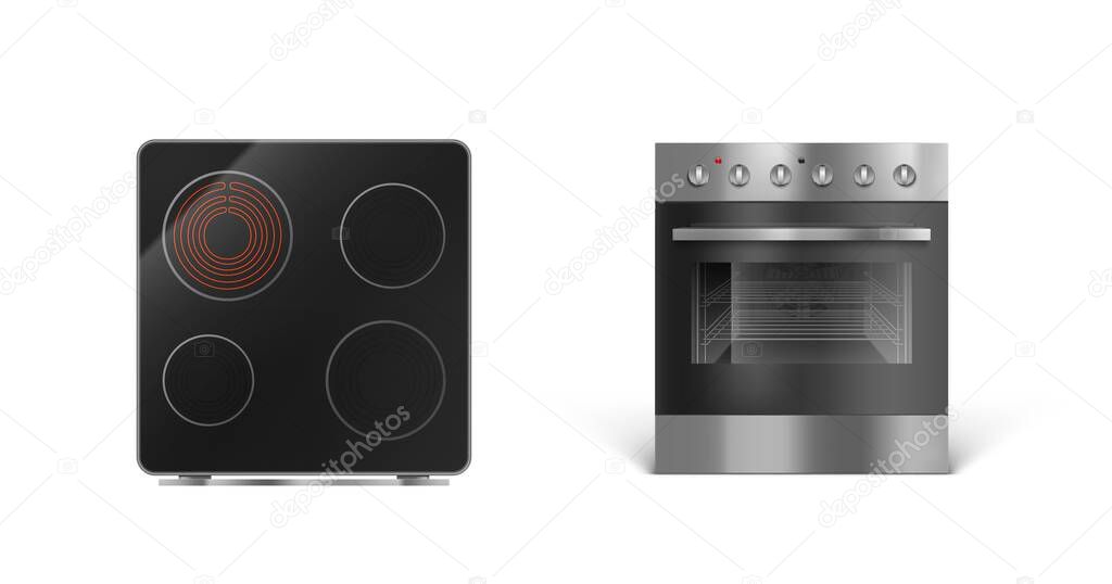 Induction cooking panel with oven, electric stove