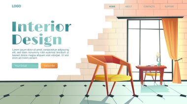 Çizgi film odası ile iç tasarım taşıyıcı pankartı