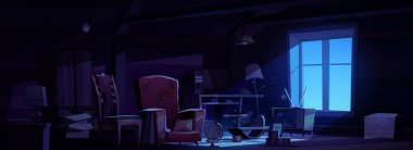 Geceleri eski mobilyalarla dolu tavan arası.