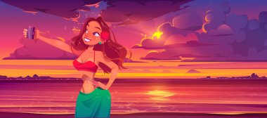 Kız güvertedeki telefon kamerasından selfie çekiyor.