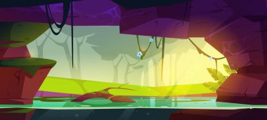 Ormanda kayalıklarda suyla dolu bir mağara.