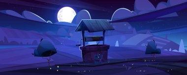 Yeşil tepede içme suyu olan eski bir taş kuyusu