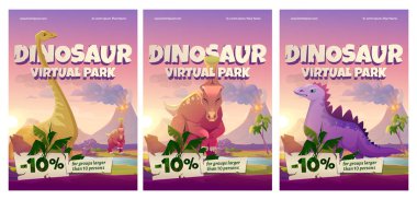 Dinozor Sanal Park karikatür posterleri, vr müzesi
