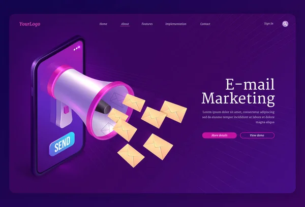 Banner de email marketing, promoción por correo — Vector de stock