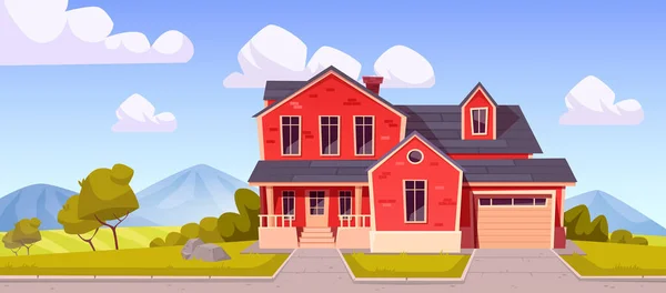 Maison de banlieue, chalet résidentiel, immobilier — Image vectorielle