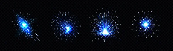 Étincelles bleues de soudage, feu d'artifice pétard fusée éclairante — Image vectorielle