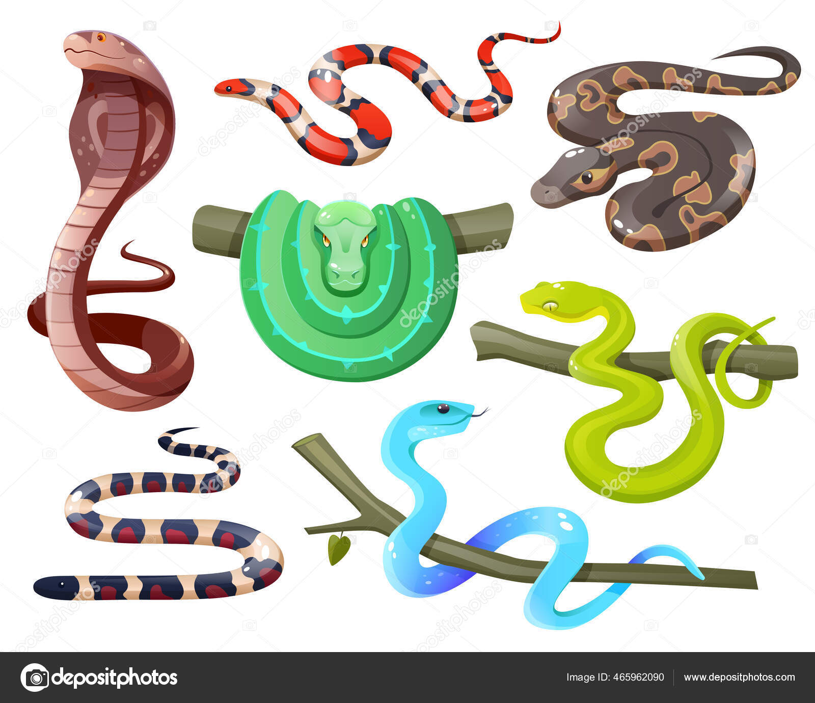 Cobra verde ícone de desenho animado animal réptil da selva