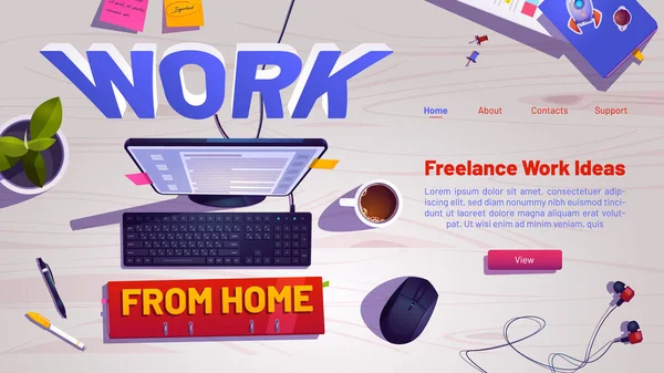 Work from home, online business, freelance — Archivo Imágenes Vectoriales