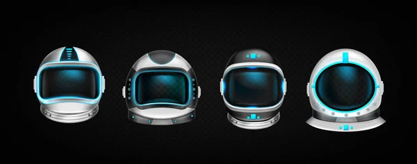 Astronaut helmets, cosmonaut 3d space suit set — Stock Vector