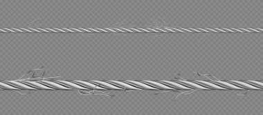 Metal cable, steel twisted twine with torn fibers clipart