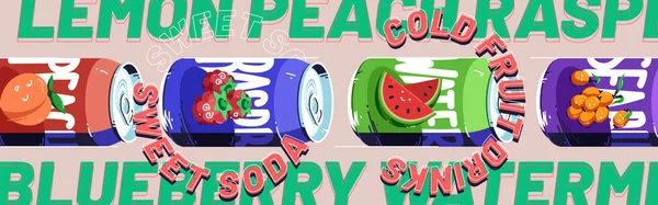 Sweet soda, cold fruit drinks banner — Image vectorielle