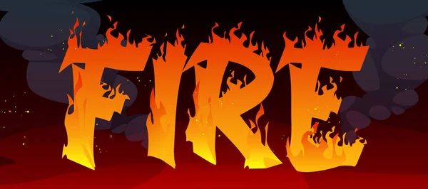 Fire banner with text in flame and black smoke — ストックベクタ