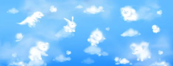 Nuages blancs en forme d'animaux mignons dans le ciel — Image vectorielle