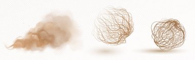 Tumbleweed ve toz bulutları çölde