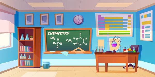 Lemari kimia, laboratorium kelas interior - Stok Vektor