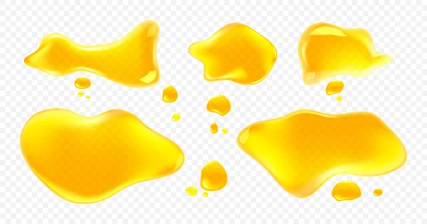 Déversements et flaques de jus jaune, d'huile ou de miel — Image vectorielle