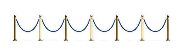 Barriera di corda blu con montanti in oro — Vettoriale Stock
