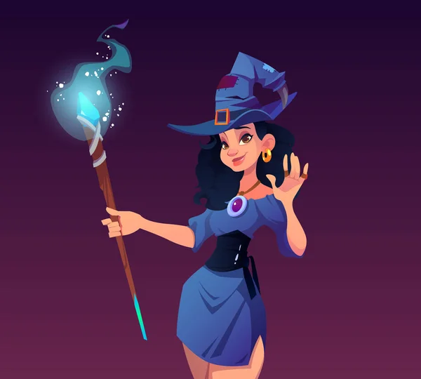 Boszorkányok éjszaka rajzfilm plakát, Halloween ünnep — Stock Vector