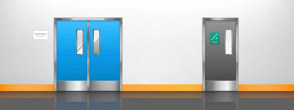 Подвійні двері в лікарню, лабораторію або кухню — стоковий вектор